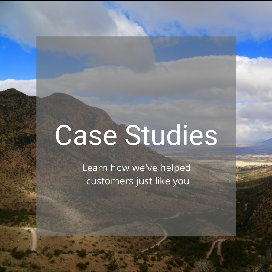 Case studies header image with mountain background.