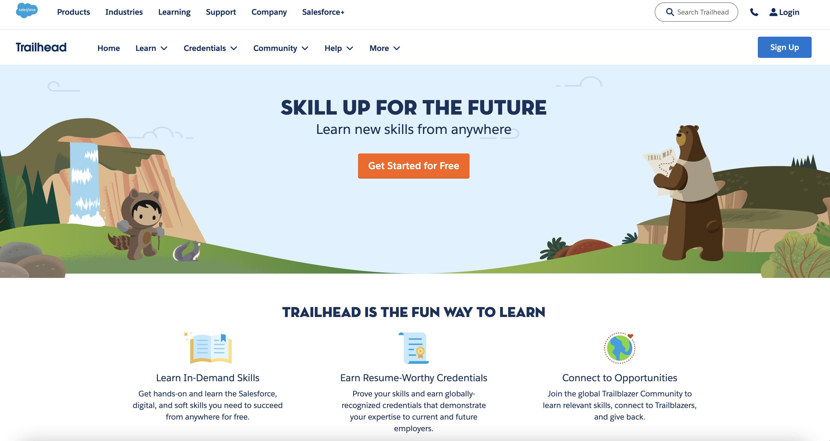 The Trailhead homepage