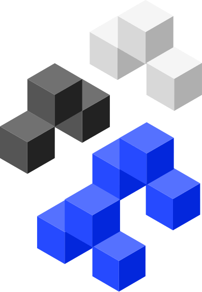 Graphic of white, black and CapStorm blue colored cubes stacked on each other.